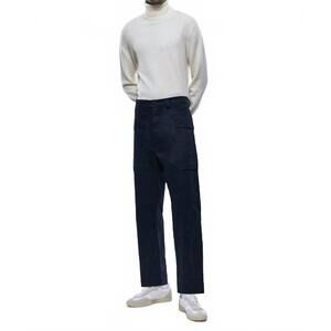 NEW FURSAC tapered crisp cotton trousers in navy